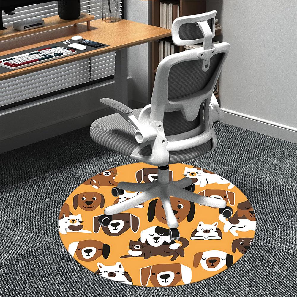 1pc Pets Animals Office Round Area Rug, Indoor Mat Suitable For Office, Under Office Chairs Bedroom Living Room Home Decor, Room Deco