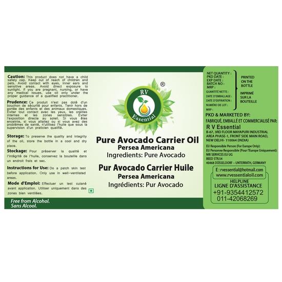 R V Essential Pure Avocado Carrier Oil 30ml- Persea Americana (100% Pure and Natural Cold Pressed)