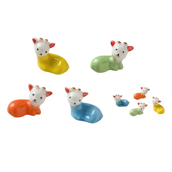 1/4 Pièces Repose-baguettes en Céramique Agneau Mouton Dîner Baguettes Cuillères Fourchettes Support Animal Vaisselle Support Rangement Décoration Table de Cuisine