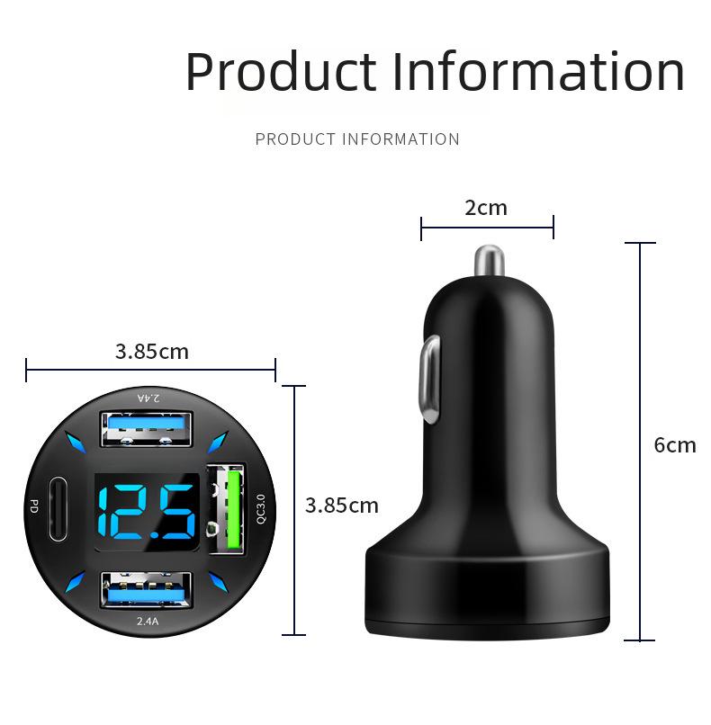 Nowa 4-portowa ładowarka samochodowa USB PD+QC3.0 - Wieloportowa szybka ładowarka do pojazdu
