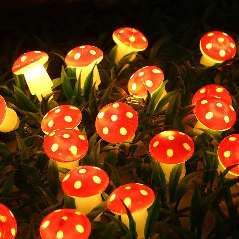 New LED Red Mushroom String Lights - Colorful Christmas and Room Decoration Lights