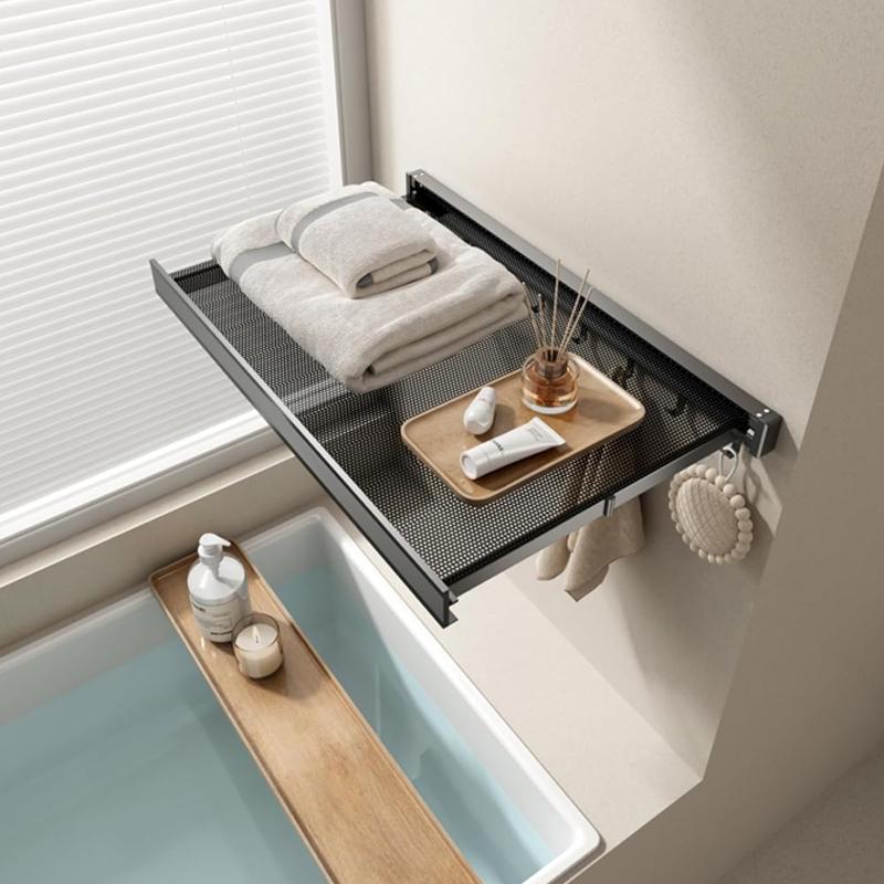 Einziehbares Badezimmer Klapp-Aufbewahrungsregal Aluminium Balkon Socken Unterwäsche Wäscheständer Kleiderbügel Wandmontage Wäschenetz