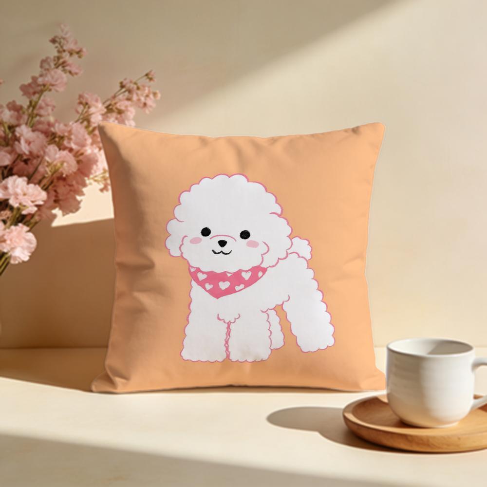 Fluffy Bichon Frise Pattern Cushion Cover Soft Pillow Cases for Home Bedroom Living Room Sofa