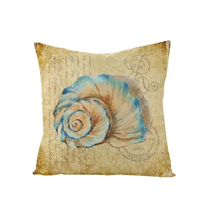 New Retro Style Polyester Pillow Cover Conch Shell Printed Cushion Pillow Cover Home Furnishings