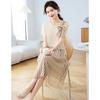 French Bow Color Block Stripe Maxi Dress