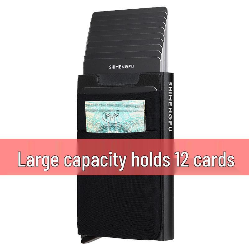 Portcard Metalic Ultra-Subțire Anti-Furt - Design Minimalist Pop-Up pentru Bărbați și Femei, Capacitate Mare, Anti-Magnetic, Trendy