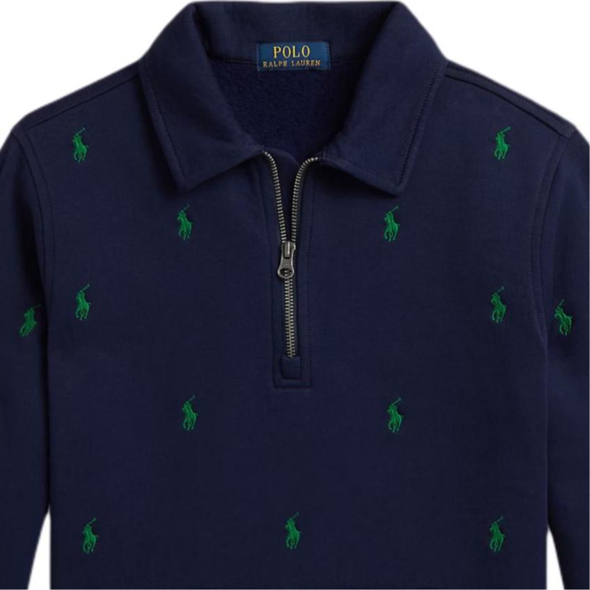 Polo Ralph Lauren Sweatshirt FW25 Logo Small Pony Embroidery Quarter-Zip Long Sleeve Fleece Kids Tops 323979422-001