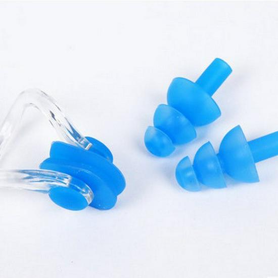 Silicone Nose Clip & Earplug Set for Swimming - Waterproof, Soft, for Children & Adults