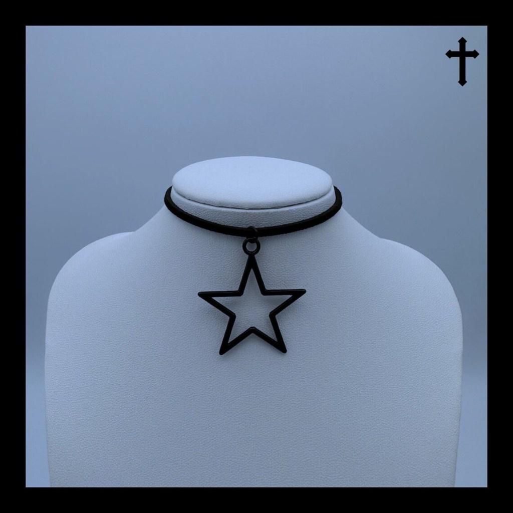 Gothic Minimalist Hollow Star Pendant Necklace With Cross Chain For Men And Women