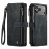 For iPhone 17 Pro Max Phone Cases with Strap CASEME C30 Zipper Multiple Card Holder PU Leather Cover
