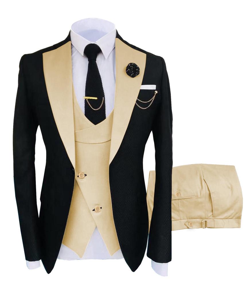 Men's Slim Fit Wedding & Business Tuxedo Suit Set with Vest & Pants