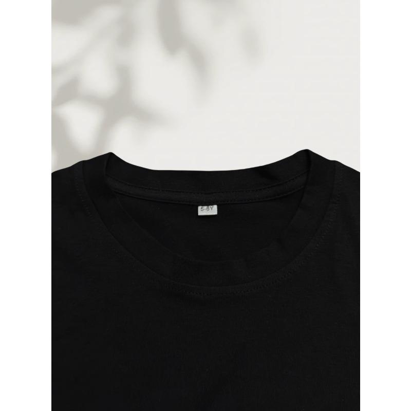 European Sizes 1pc Girls' Round Neck T-Shirt, Easy Bow Design, Cute And Minimalist Fashion Casual All-Match,  Suitable for Girls Under 12