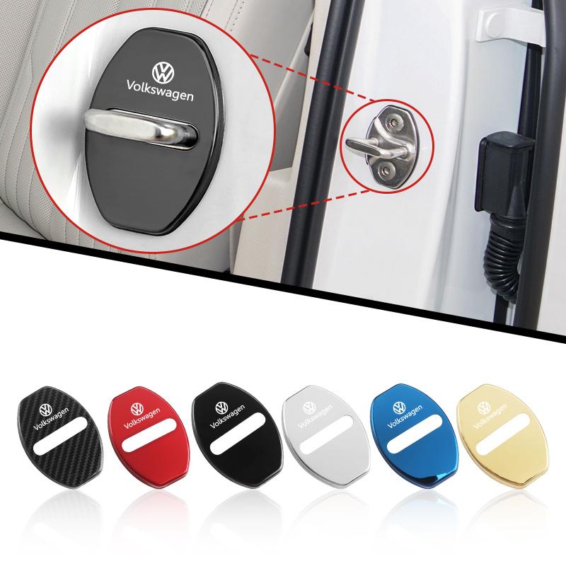 BFPQY1 4PCS Car Door Lock Cover Stickers Door Lock Cover Key Accessories For Volkswagen VW Golf Polo Jetta Passat Tiguan Touran Touareg