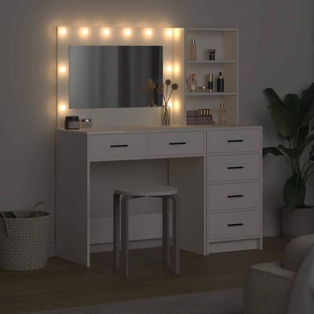 Makeup Table with Shelf White 78.5 x 41 x 135 cm Engineered Wood