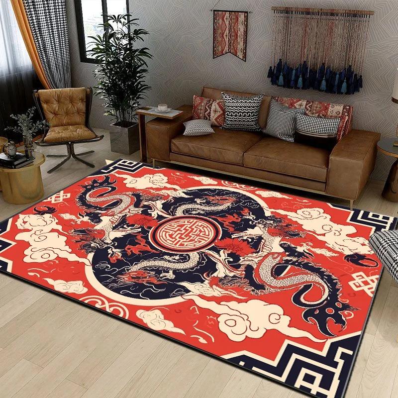 Dragon Pattern Luxury Carpet Anti -slip Mechanical Washable Rugs for Living Room Area Rug Door Mat Bedroom Decor Birthday Gift