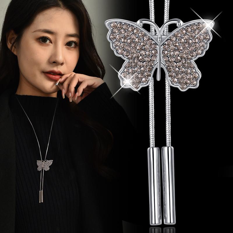 Elegant Butterfly Necklace For Women Long Fashion Sweater Chain Vintage Accessory