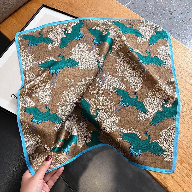 53cm Women Square 100% Silk Scarf Foulard Bandana Lady Floral Scarves for Hair Bands Red Neckerchief Spring New Bag Ties