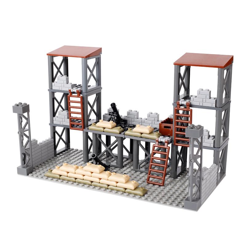 WW2 Vojenský Vojenský Bojiště Bunkr Model Stavební BlokyStrážní Věž Velitelské Stanoviště Bunkr Model Dětské Hračky Dárek