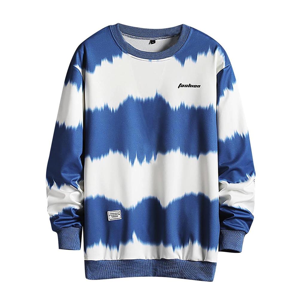 Men's New Stripe  Blouse Casual Fashion Long Sleeve Top Shirt Pullover