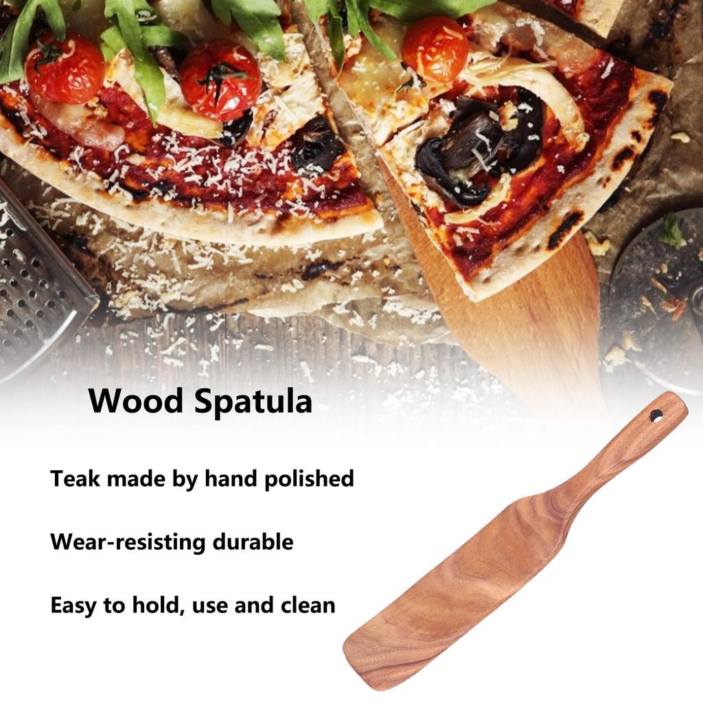 Teak Spatula Wooden Steak Pizza Cooking Salad Frying Spatula for Business Gifts Home KitchenMiddle Shovel 11.4x2.2inch