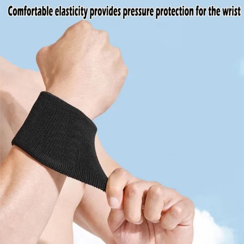 1 Pair Solid Color Wrist Protection Sports Anti-sweat Wristband with Sweat Absorption Breathable Sports Accessories