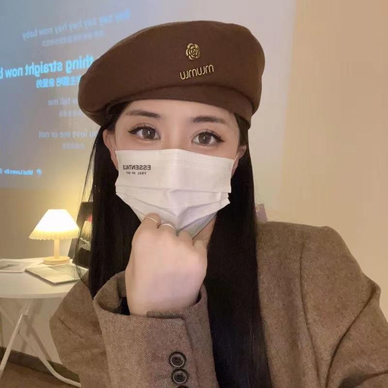French Woolen Beret Women's Autumn and Winter New Style Showing Face Small Black Fashionable Bree Hat Trendy