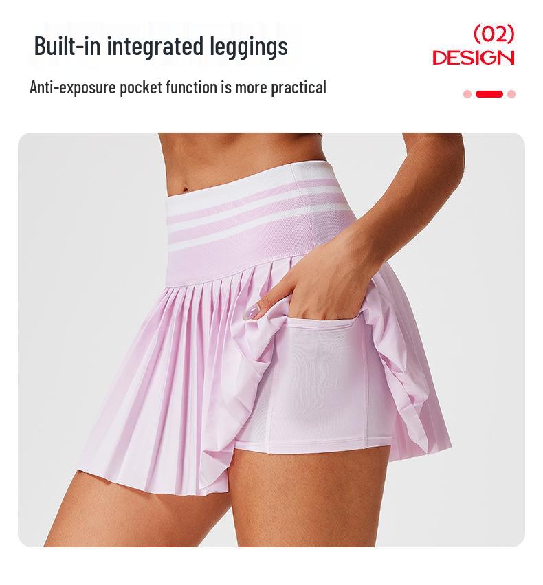Cai Jue Women's Pleated Tennis & Badminton Skirt with Built-in Shorts & Pockets, Anti-exposure Design
