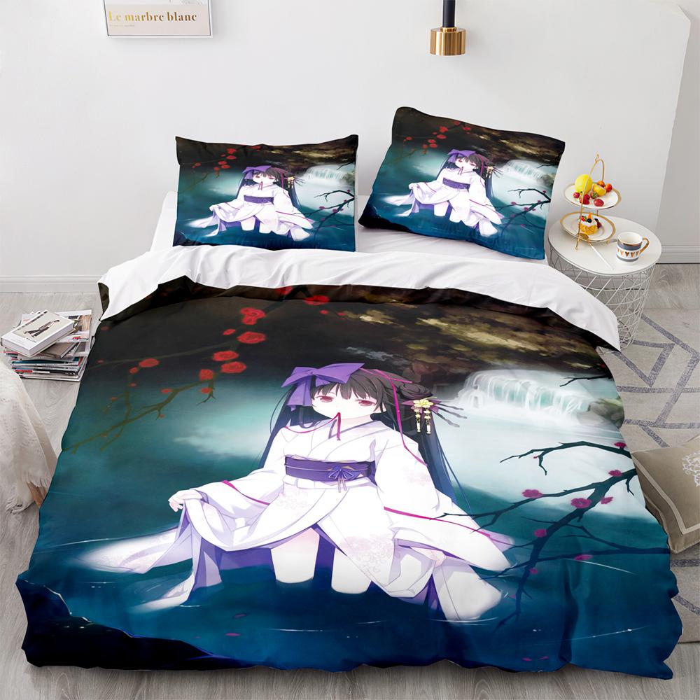 Kawaii Girl Bedding Set Single Twin Full Queen King Size Anime Girl Bed Set Aldult Kid Bedroom Duvetcover Sets 3D Pr Twin S