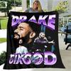 Rapper Drake Coperte Stampate 3D Calda Coperta in Flanella Morbida e Accogliente Coperte da Viaggio Fodere per Letto Regalo di Compleanno