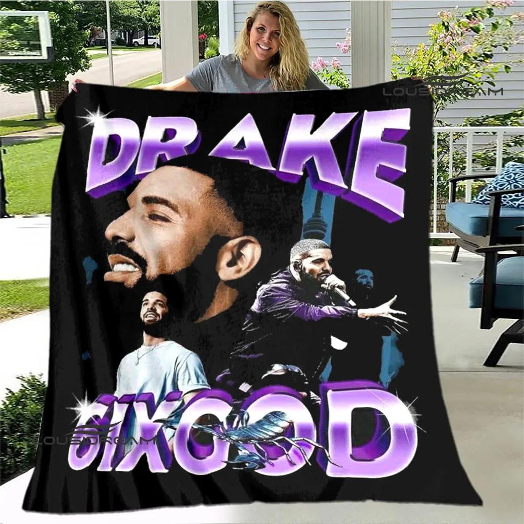 Rapper Drake Coperte Stampate 3D Calda Coperta in Flanella Morbida e Accogliente Coperte da Viaggio Fodere per Letto Regalo di Compleanno