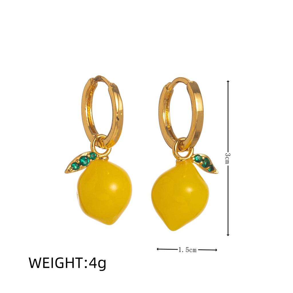 18K Gold-Plated Fruit & Vegetable Earrings: European & American INS-Inspired Fresh Design