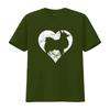 Distressed Gothic Wolf Heart Silhouette Print Streetwear Casual T Shirt Vintage Washed Fashion Versatile Soft