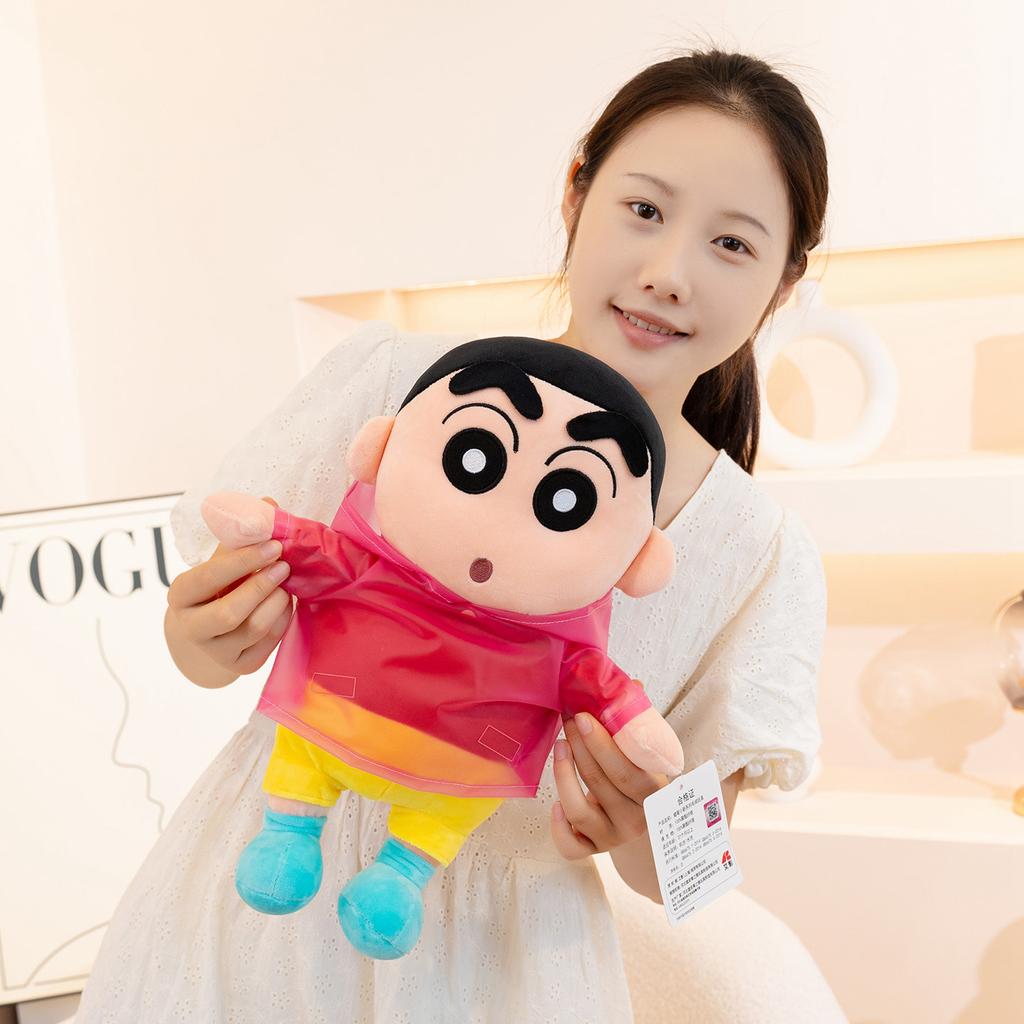 Original Crayon Shin Chan Plushies With Raincoat Soft Cuddly Japanese Style Anime Kawaii Doll Xmas Gifts Girl