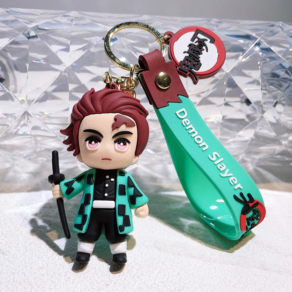 Demon Slayer keychains, cute character bag charms, cartoon couple charms, anime dolls, car and motorcycle keychain accessories