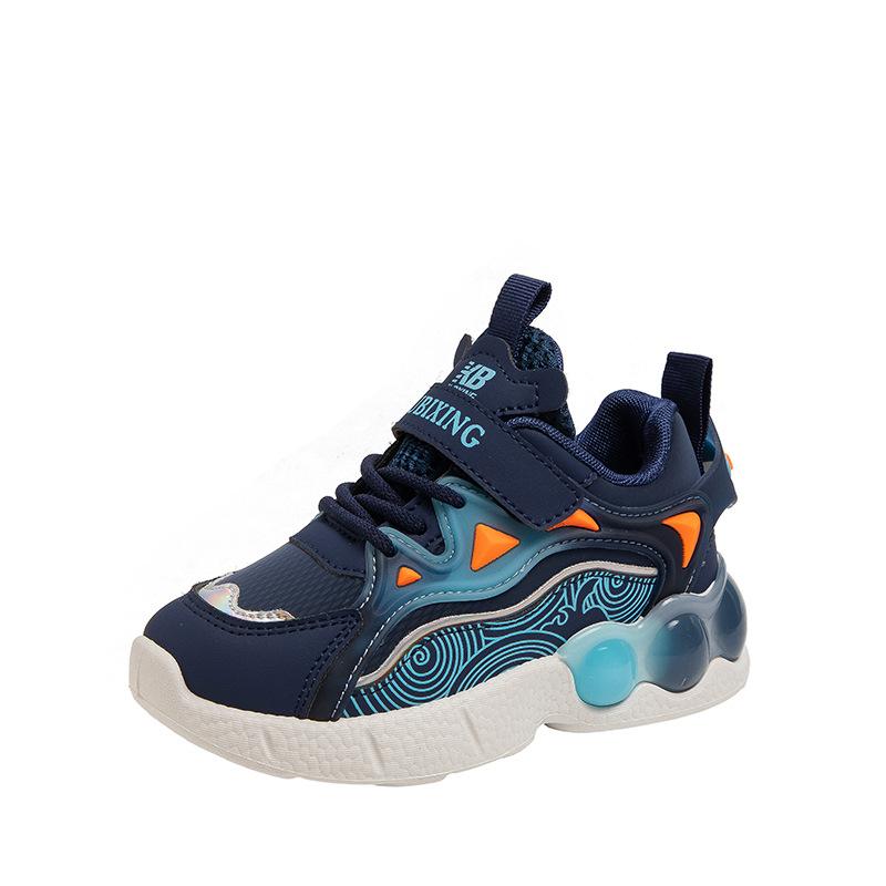 

Модные универсальные повседневные кожаные кроссовки для мальчиков и девочек на липучке, баскетбольные кроссовки, детская обувь, весна и осень 31 yards 19.30cm