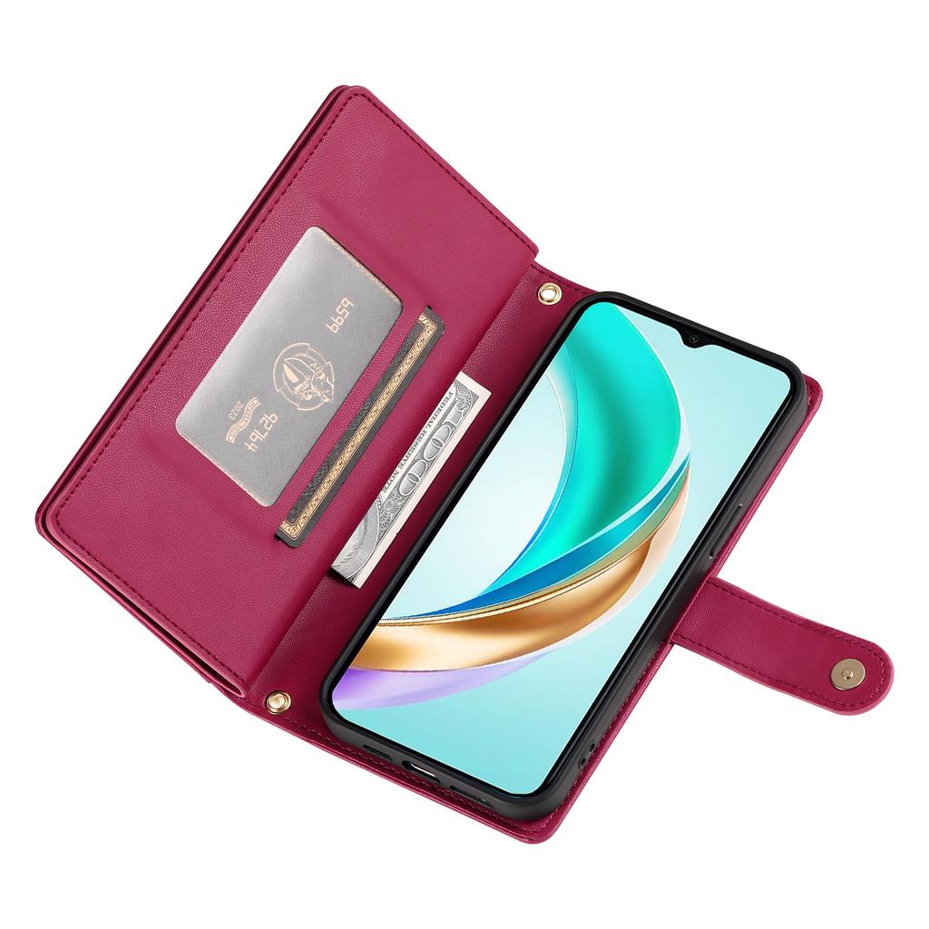 For Huawei Nova 14 5G Case Zipper Pocket Wallet Leather Phone Cover with Straps