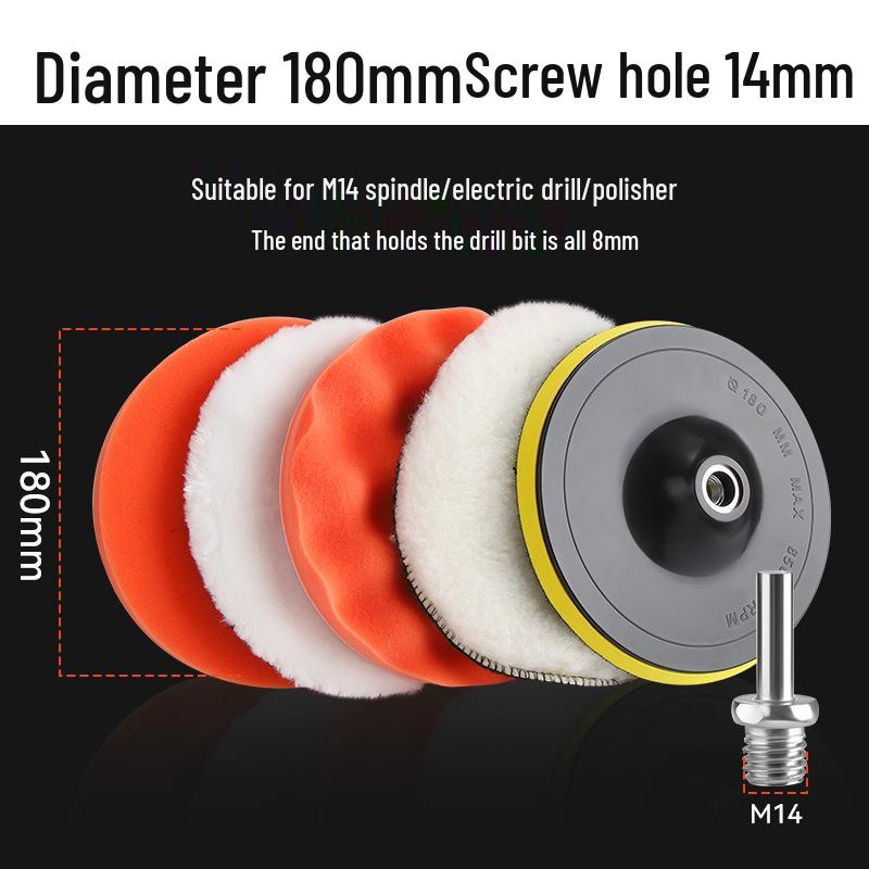 Electric Car Polisher Kit: Drill Attachment, Self-Adhesive Sponge, Wool Ball, Polishing Disc for Scratch Removal.