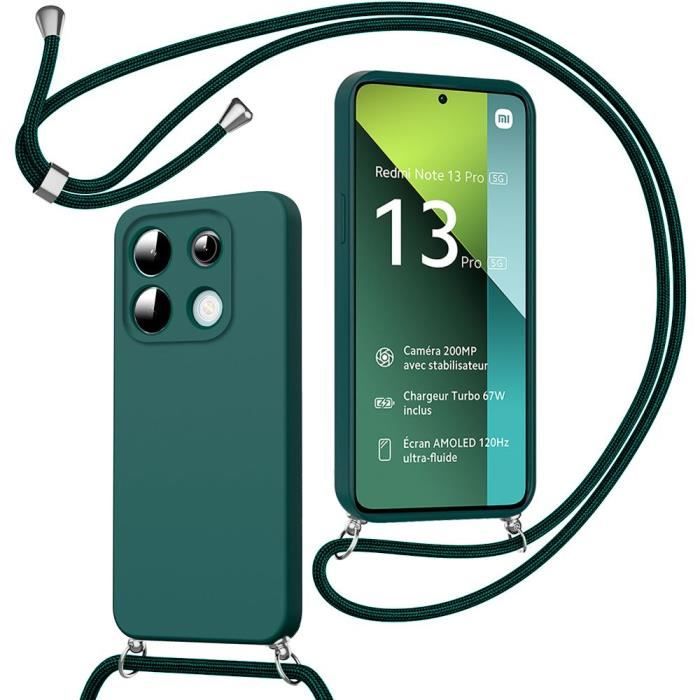 Coque - E.F.CONNECTION - Pour Xiaomi Redmi Note 13 Pro 5G - Vert Foncé - Protection antichoc - Lanière en nylon