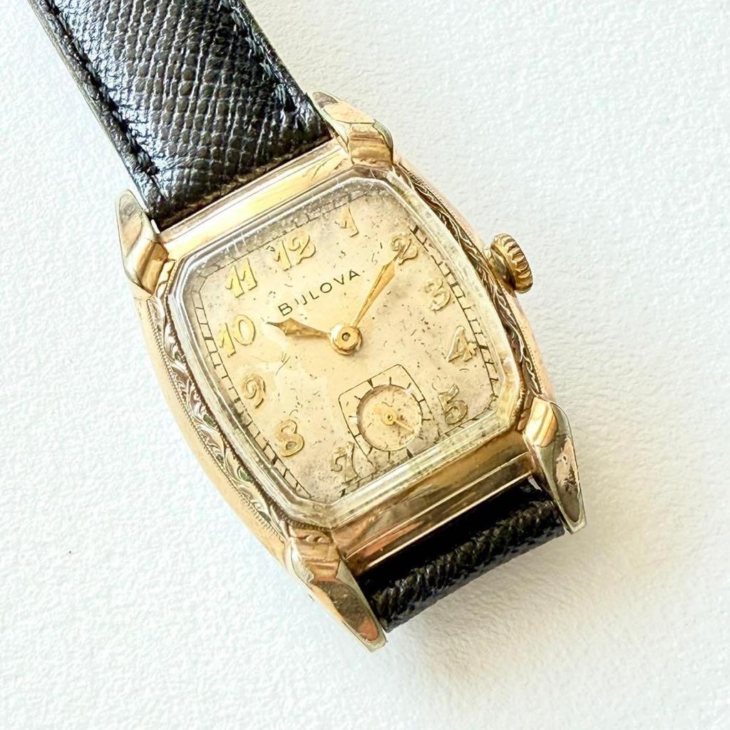 Used Antique Bulova Mechanical/hand-wound Watch Gold/black 1950's Rare