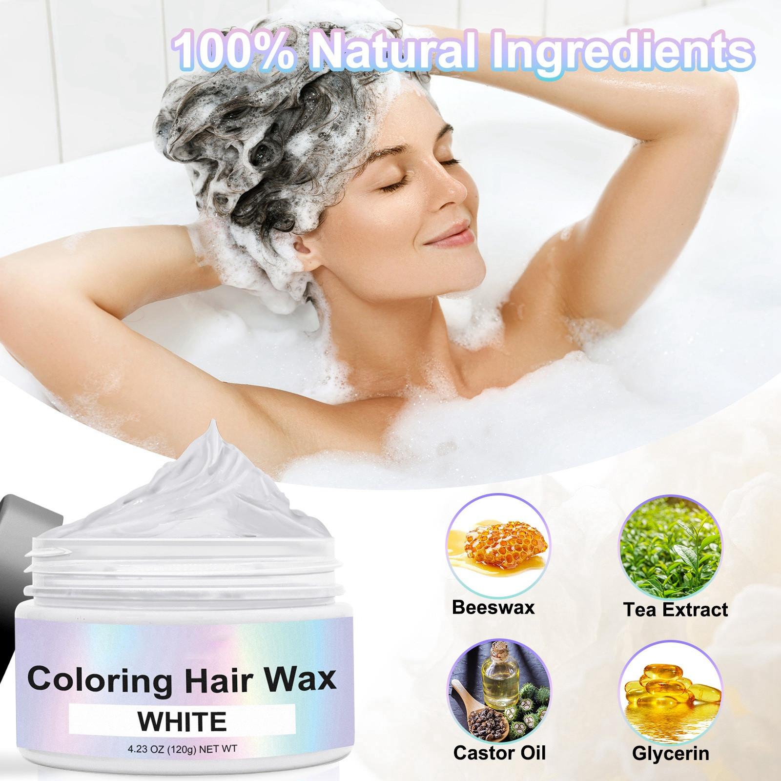 

Цветная грязь для волос, одноразовый крем для волос, 9 цветов, воск для волос, временные стереотипы о окрашивании волос, изменчивый холодный цвет волос. One Size белый