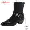 Fashion Aphixta Fashion Spring Autumn Modern Boots Patent Leather Women Ankle Boots 5CM Square Heels Lady Footwear Shoes Big Size 42