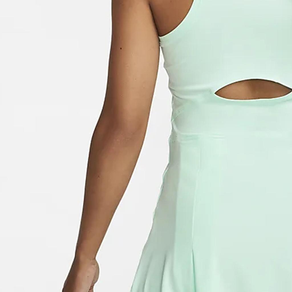 Nike Logo Print V-Neck Design Quick-Dry Eco-Friendly Breathable Tennis Sports Sleeveless Dress Women Dresses Green DD8731-379