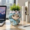 Desktop Storage Flower Pot Resin Fairy Flowerpot Funny Girl Shape Planter  Gift for Women