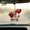Heart Balloon Hanging Decoration Teddy Bear Ornament Holding Red Rose Bouquet Decoration Cute Backpack Charm Car Rearview Mirror 2D Flat Acrylic