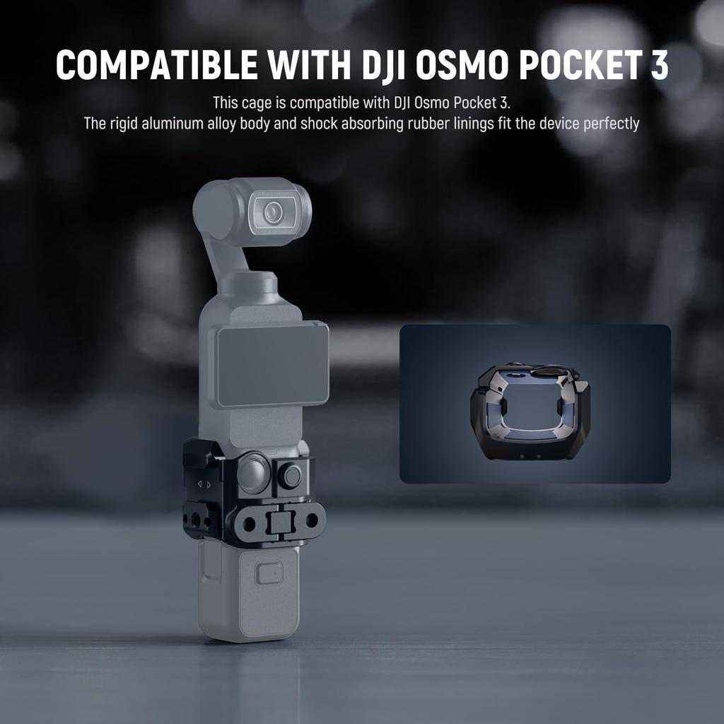 Klatka do kamery sportowej NEEWER dla Pocket 3 Aluminiowa klatka wideo do kamery z gimbalem Klatka wideo Etui ochronne z adapterem do kamery Kompatybilna z Osmo Pocket 3