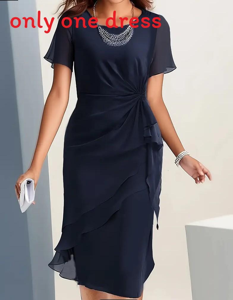 Sommer Chiffon Kleid mit Puffärmeln und Reißverschluss für Freizeitkleidung