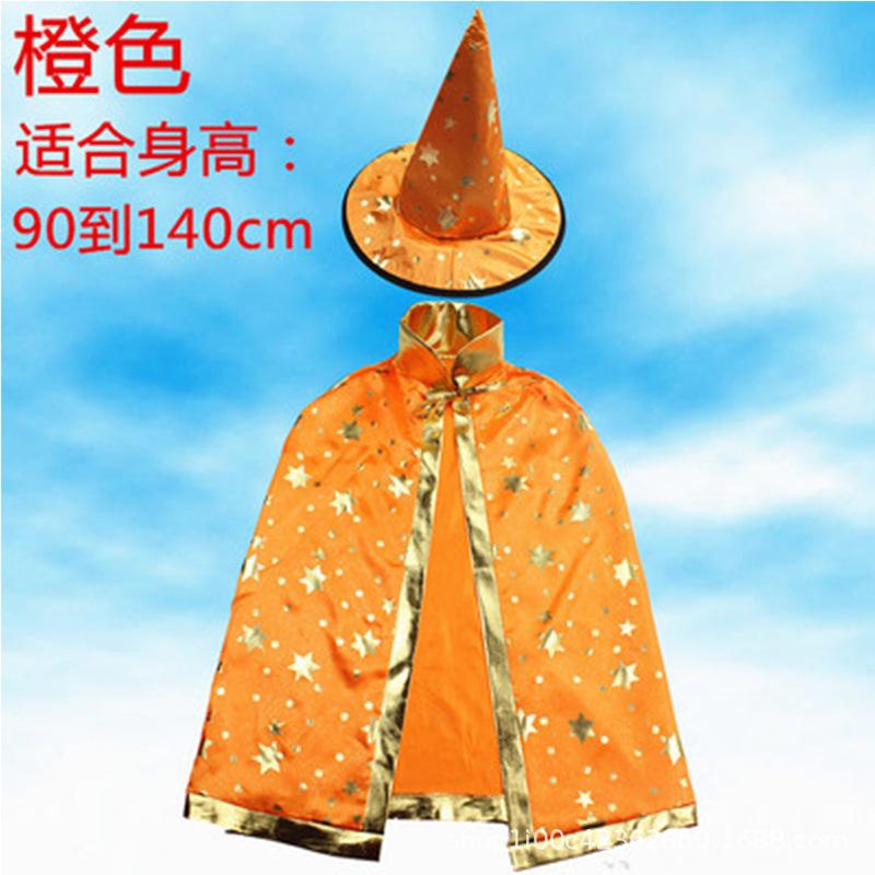 Halloween Cape Five-star Cape Children's Ball Bronzing Witch Cape Prop Cape Pumpkin Bag
