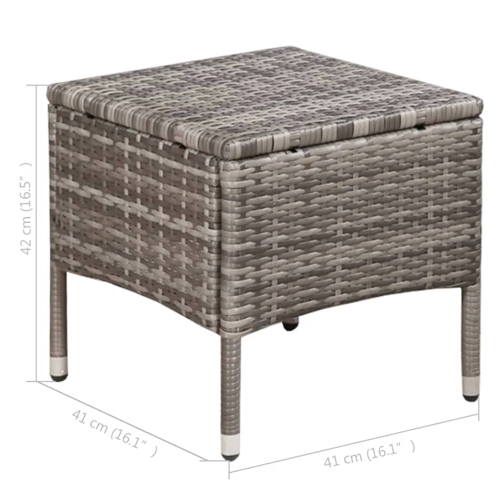 Garden Chair and Footstool with Cushions Grey Poly Rattan