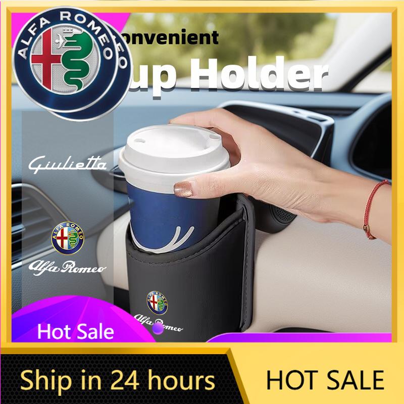 Car Stickers For Alfa Romeo For Alfa Romeo Leather Car Door Water Cup Holder Back Seat Drink Rack Leather Storage Box Accessorie