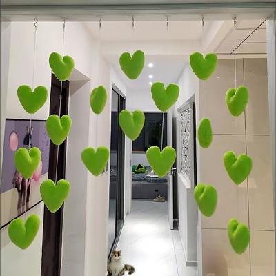 Hanging Door Curtains Heart-shaped Solid Color Ornament DIY Self-adhesive Home Decorations